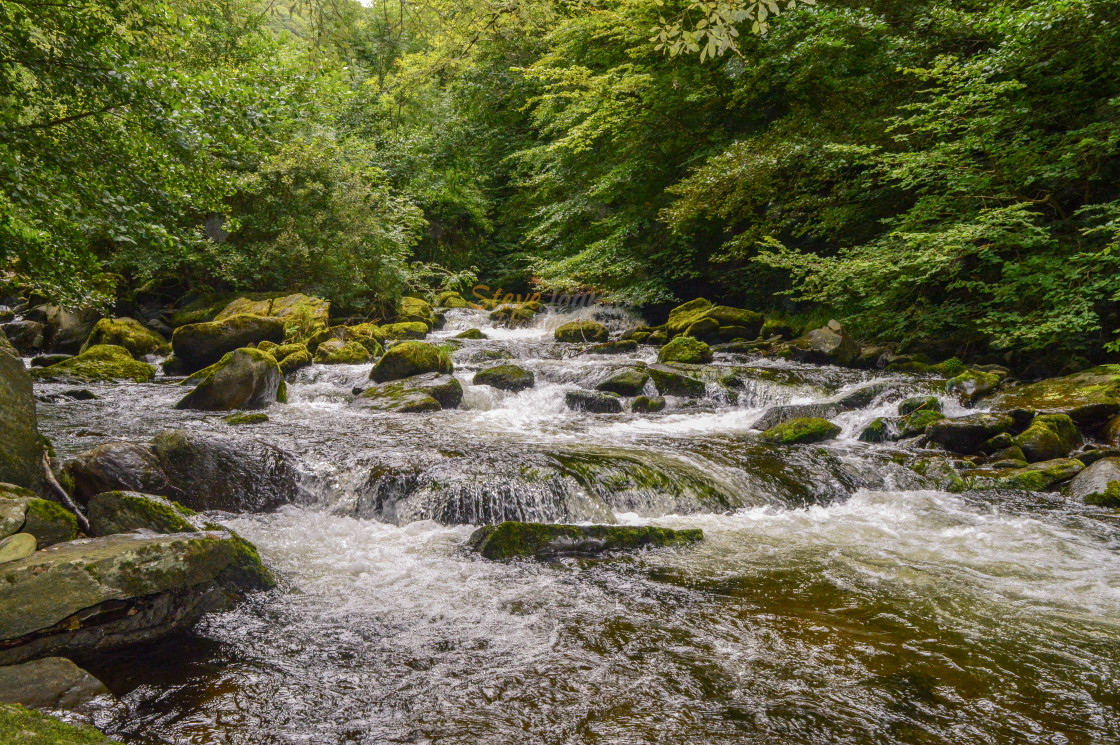 "East Lyn River Flowing Through Watersmeet, Devon" stock image