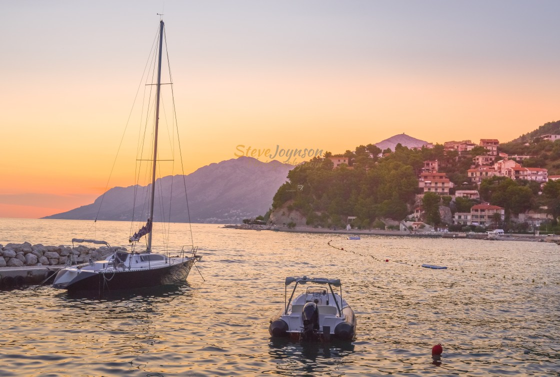 "Boats In The Harbour At Sunset In Croatia" stock image