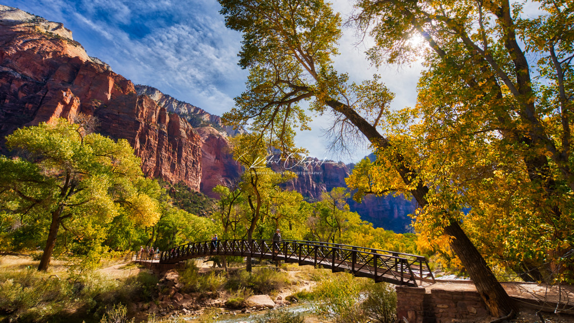 "Emerald Pools Trail Bridge" stock image