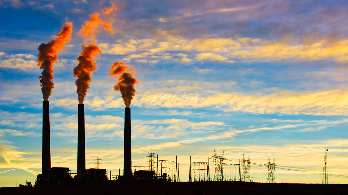 "Navajo Generating Station Sunrise 16:9" stock image