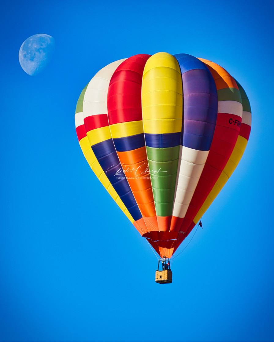 "Hot Air Balloon With The Moon" stock image