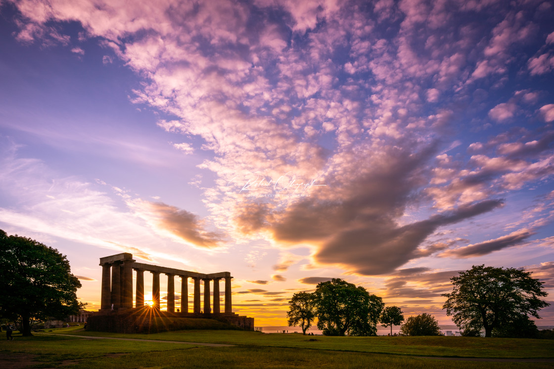 "Sunset At The National Monument of Scotland" stock image