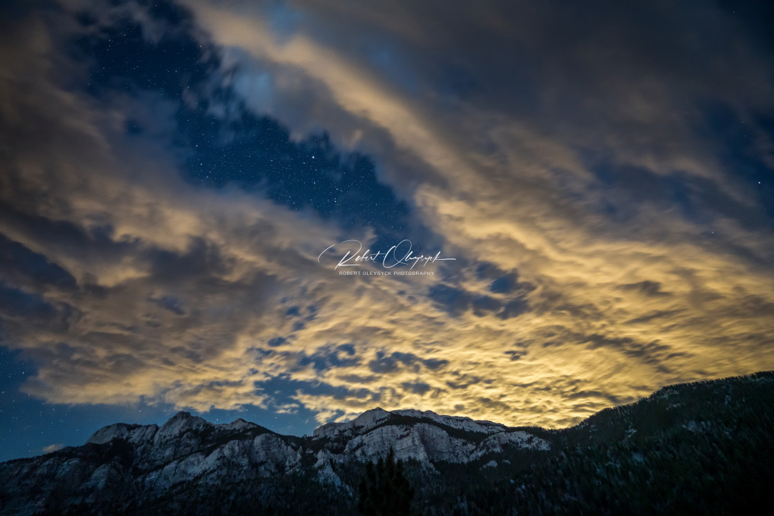 "Starry Night Sky Over Mt. Charleston" stock image