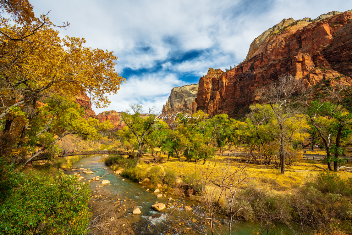 "Kayenta Trail River Bridge 2x3 - Zion National Park" stock image