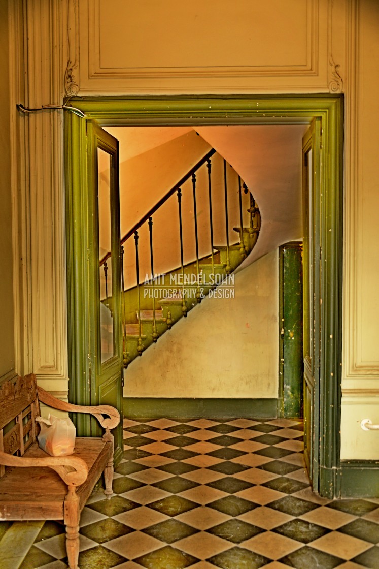 "entrance with a seat" stock image