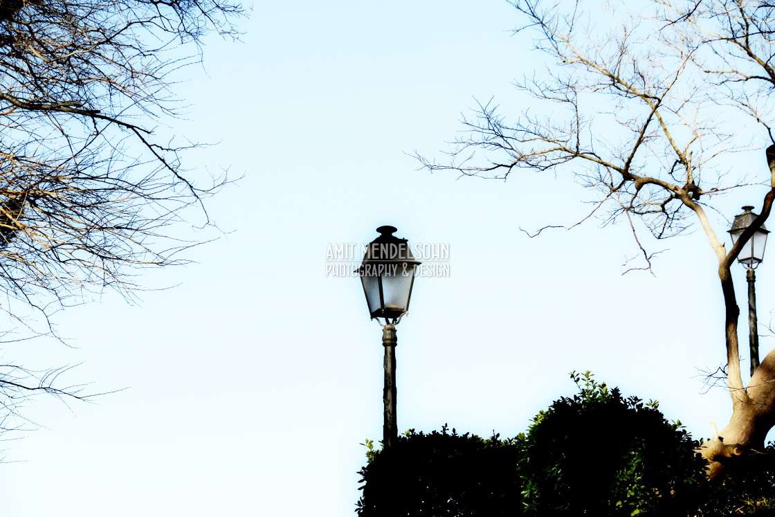 "lamp post in the park" stock image