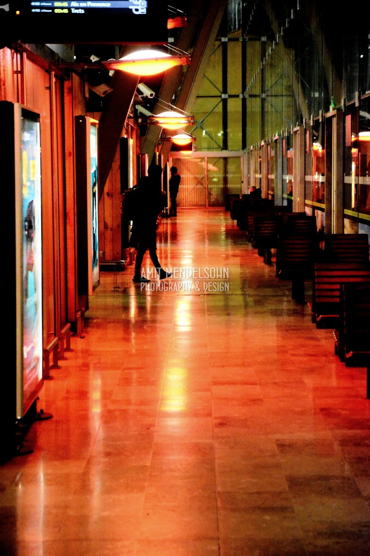 "Train station at night" stock image