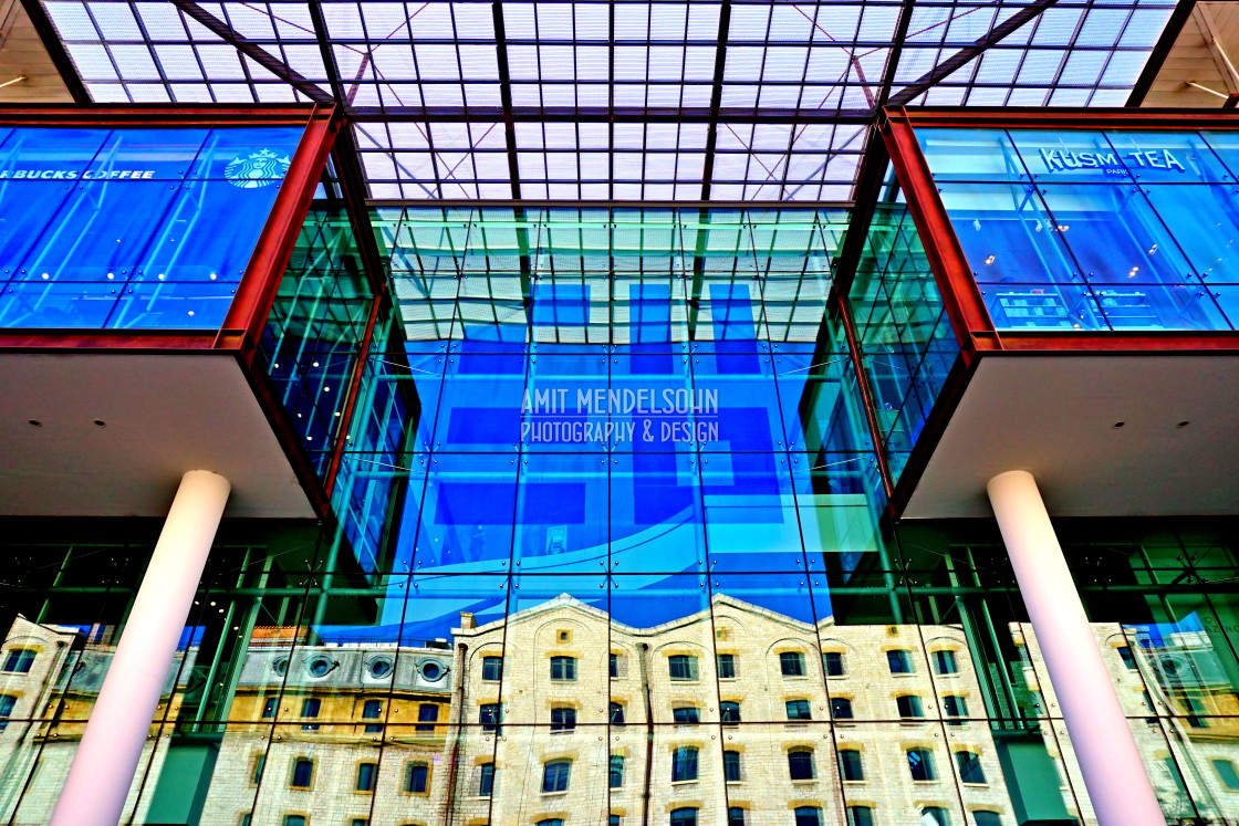 "Reflection on the terrace du port" stock image