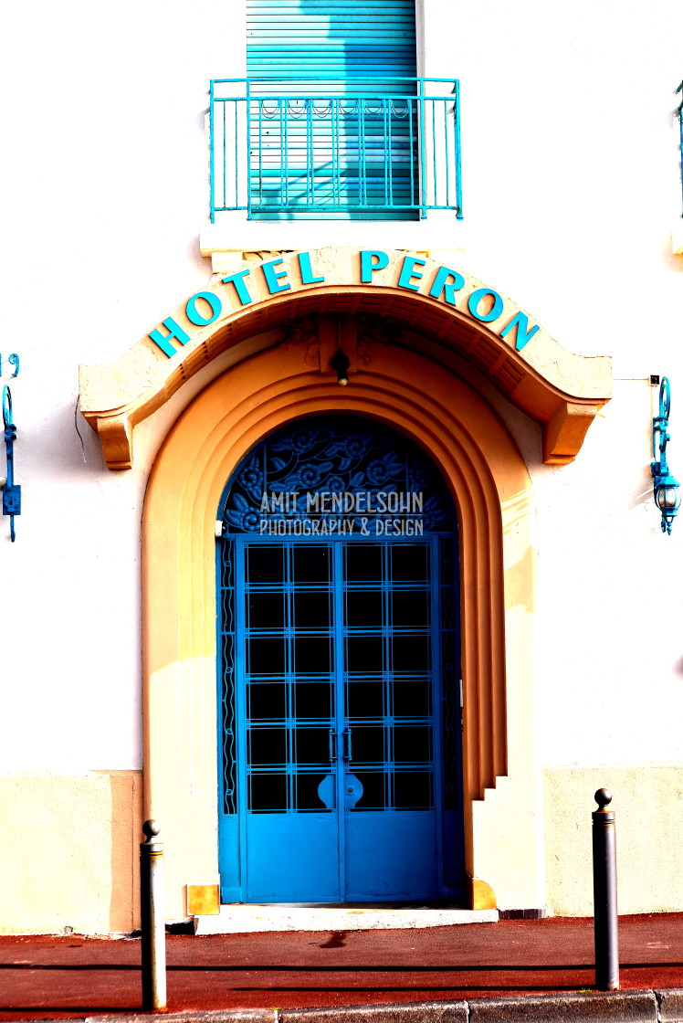 "The entrance door of the hotel Peron" stock image