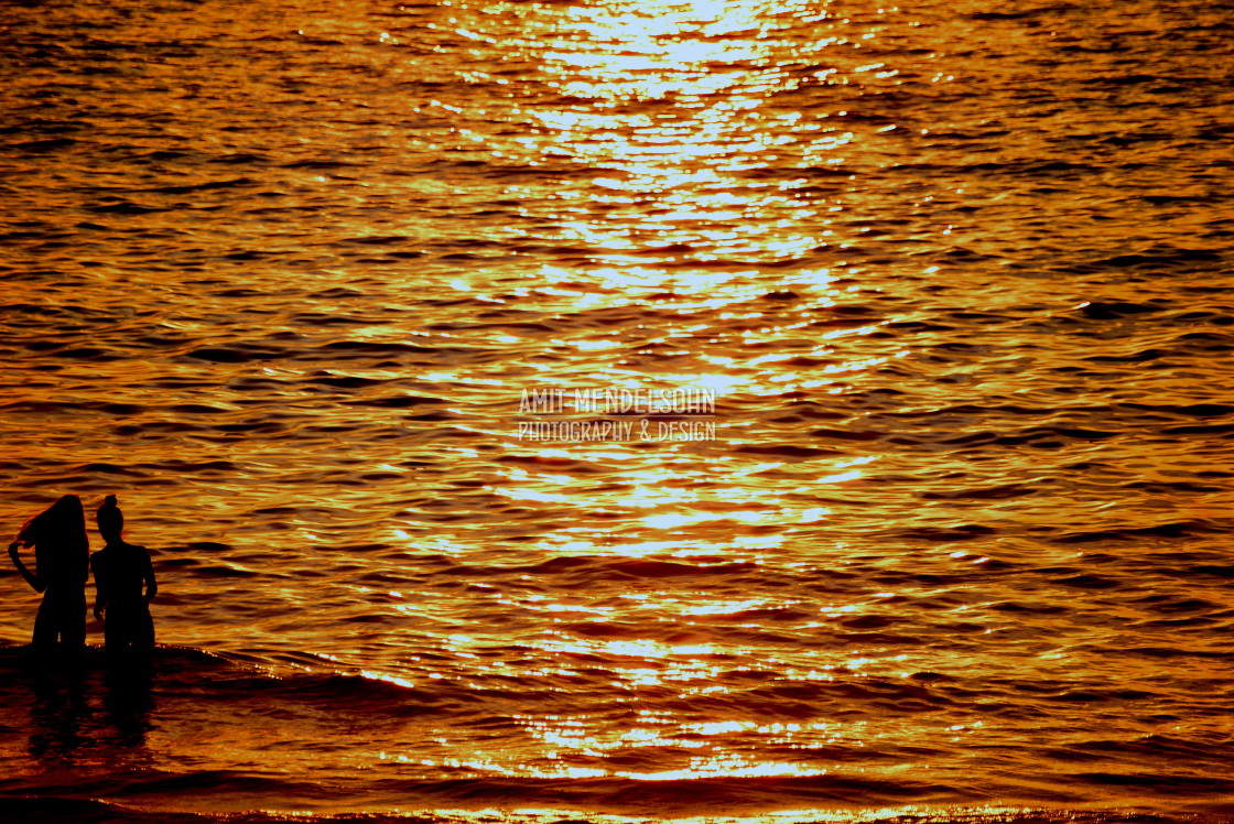 "sunset in the water" stock image