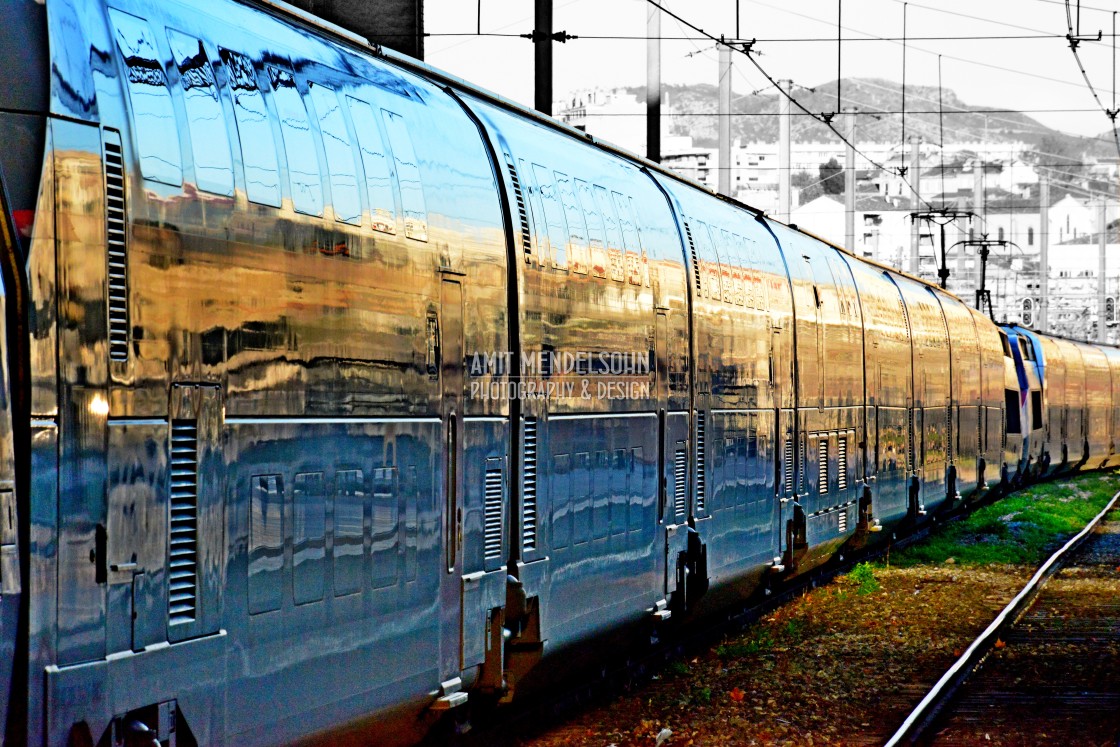 "A train waiting in the station" stock image