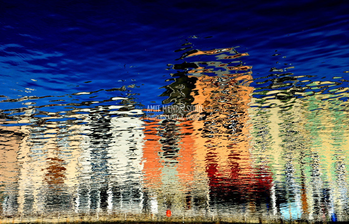 "A reflection of a skyline" stock image