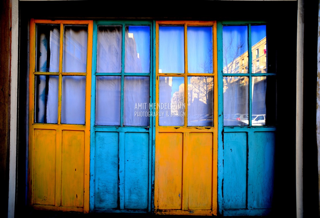 "A blue and orange vitrine" stock image