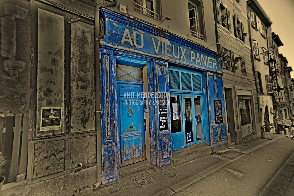 "A blue shop" stock image