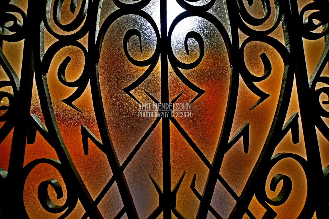 "Metal work over glass" stock image