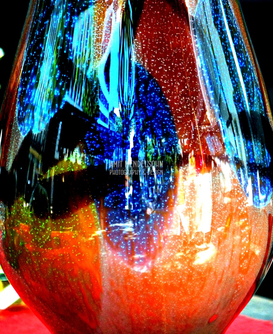 "Colours reflecting on a vase" stock image