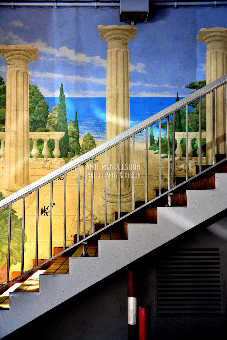 "Steps with a mural aside" stock image