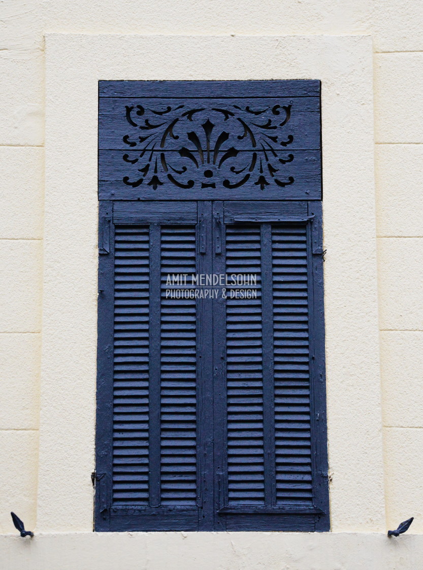 "Blue window with carving" stock image