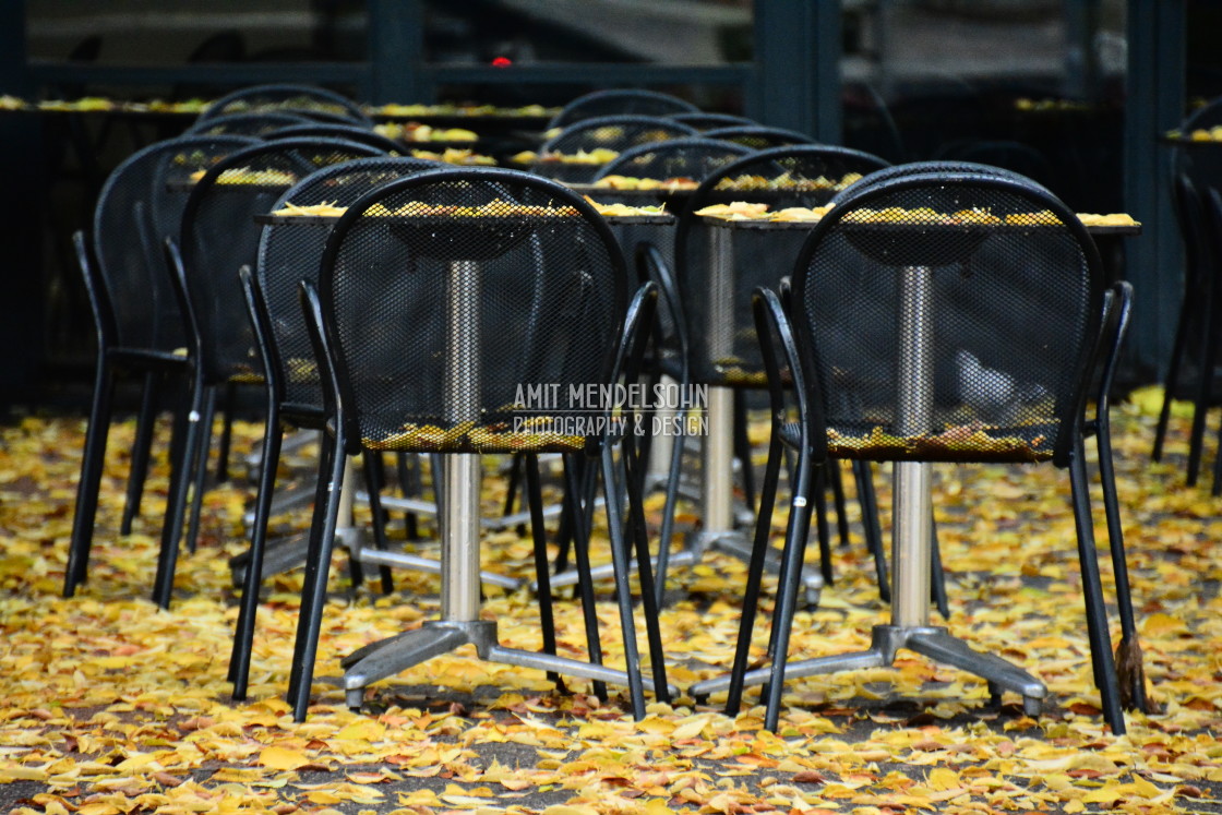 "Tables and chairs in the autumns" stock image