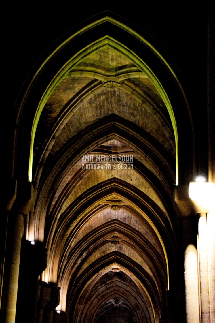 "A corridor of arcs in the church" stock image