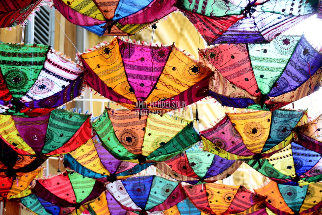 "A roof of umbrellas" stock image