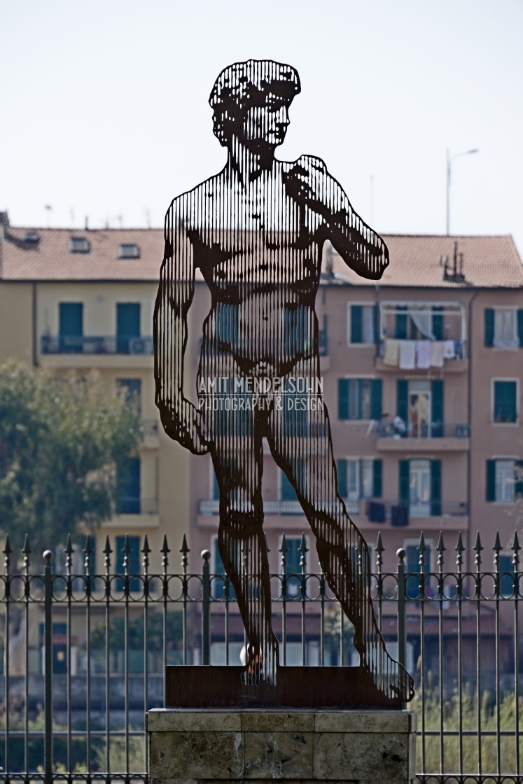 "A transparent reproduction of Michelangelo's David" stock image