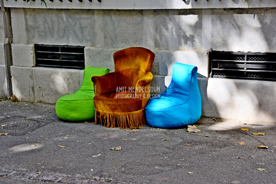 "A place to sit in the street" stock image