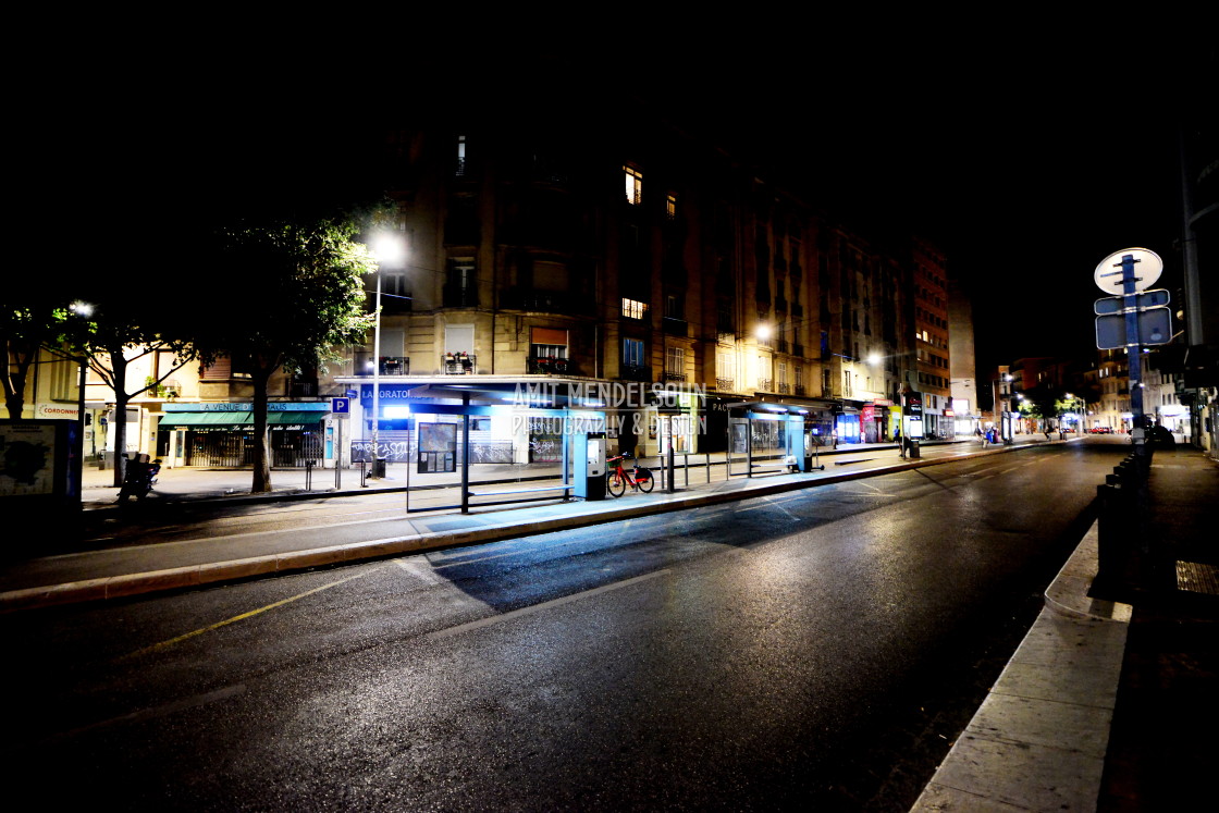 "A street at night" stock image