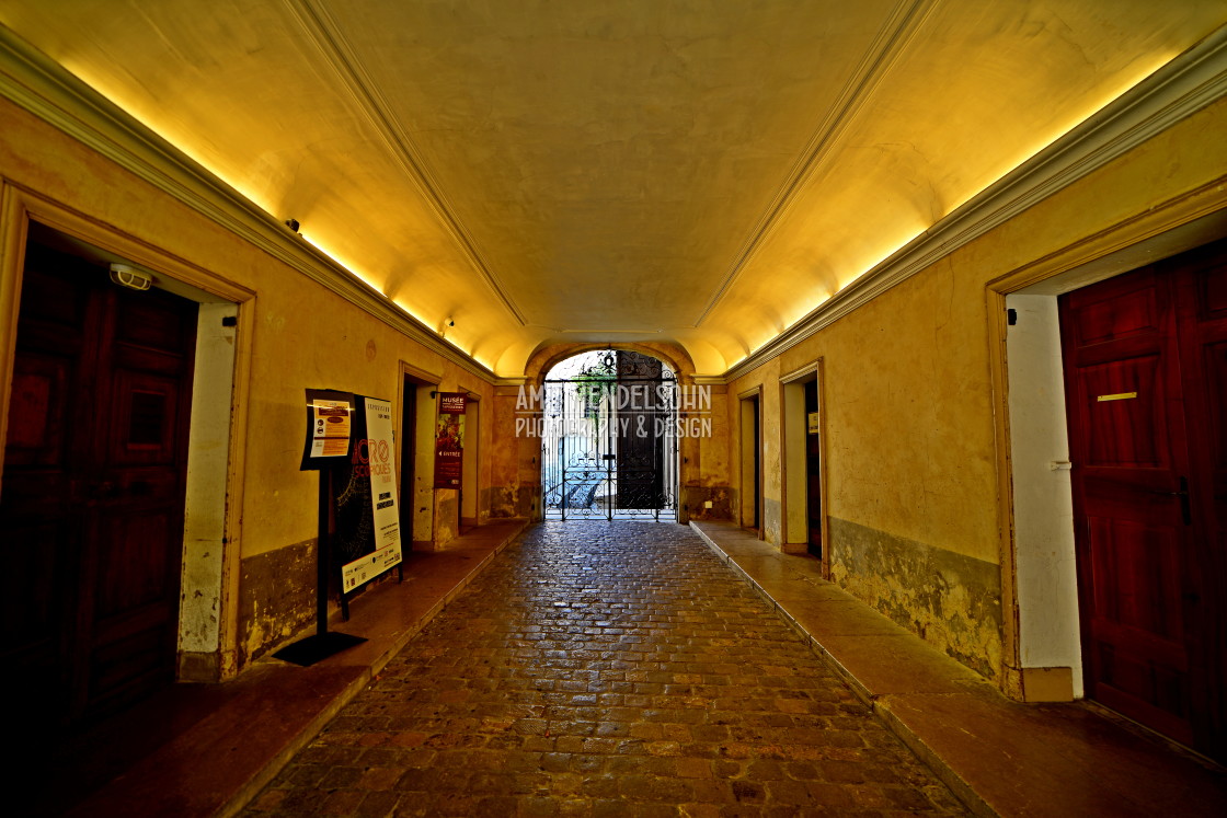 "A corridor lighted" stock image