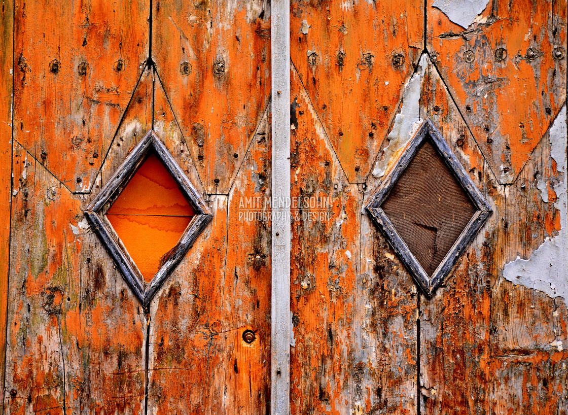 "wooden orange door" stock image