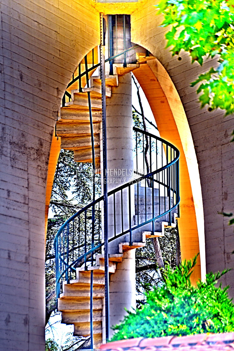 "Spiral steps into a water tower" stock image