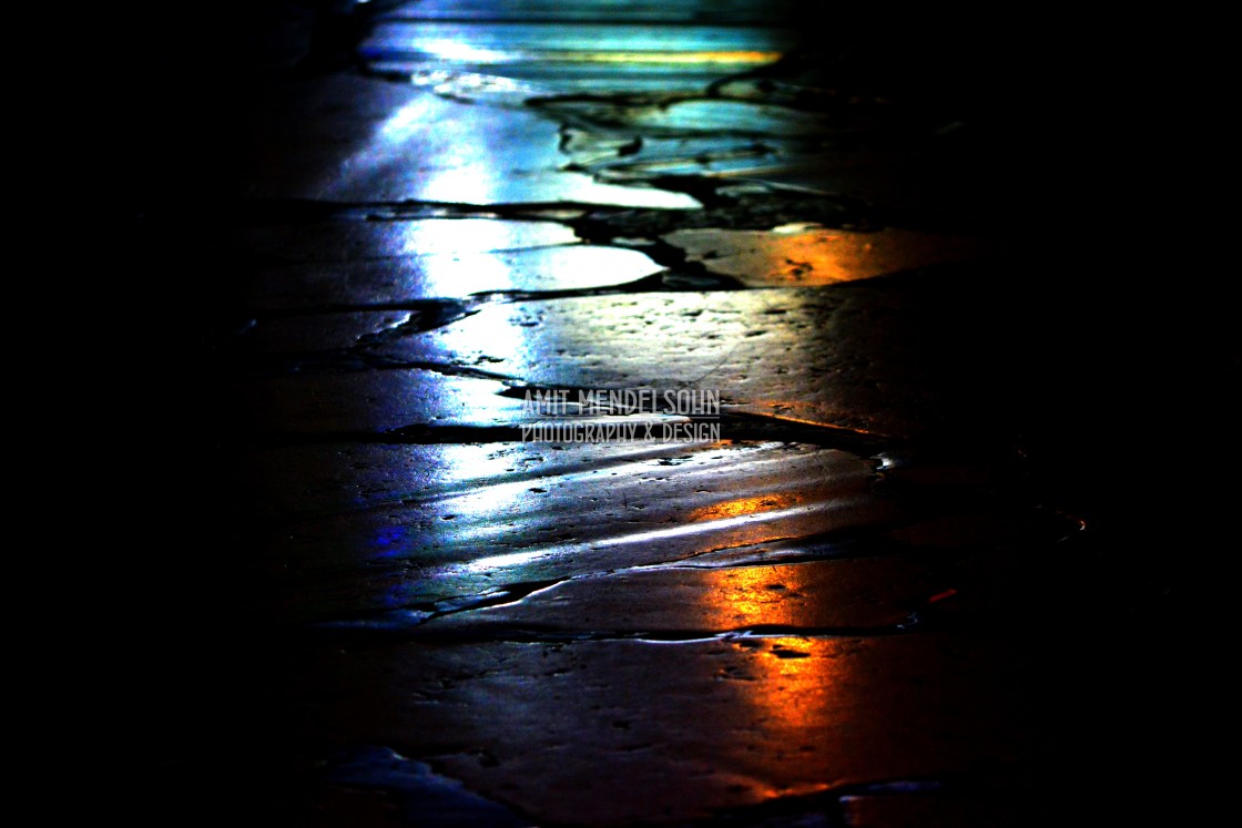 "Light reflecting on cobble stones" stock image