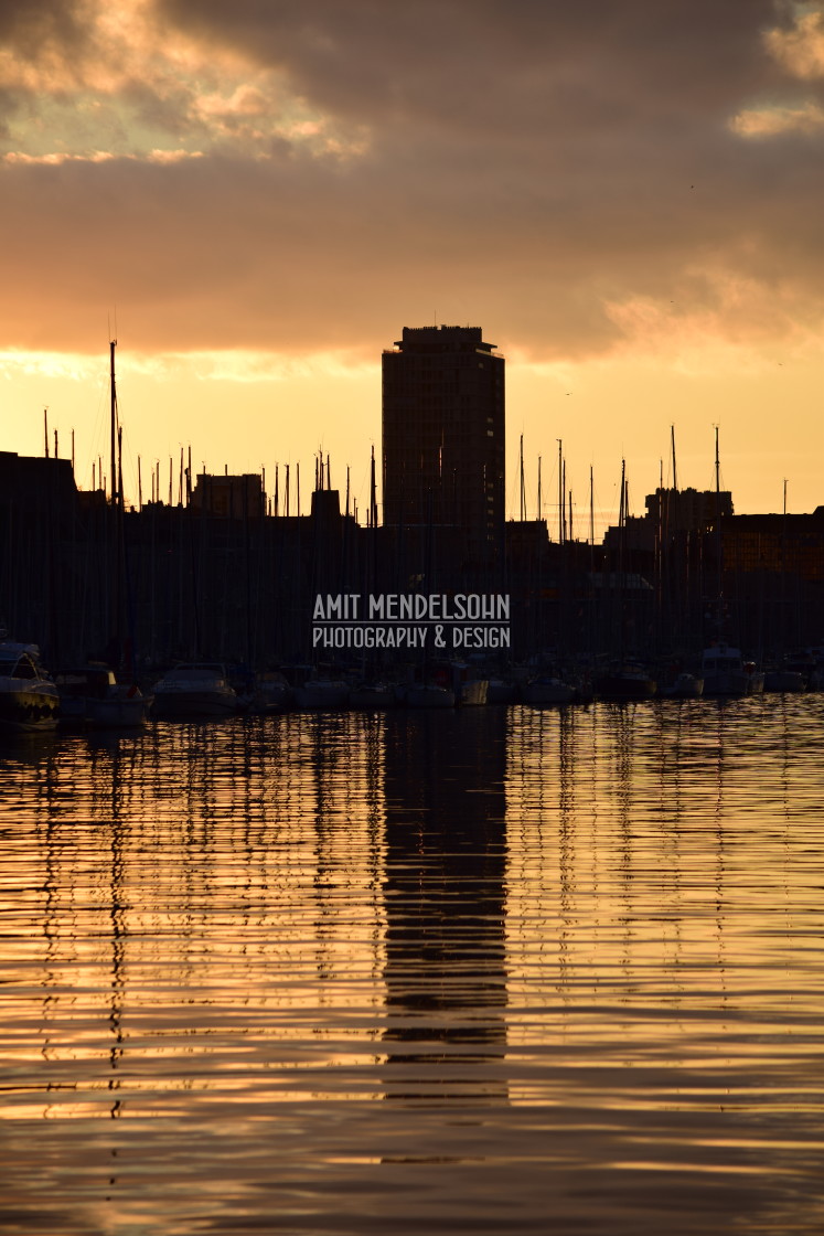 "Sunset on the port" stock image