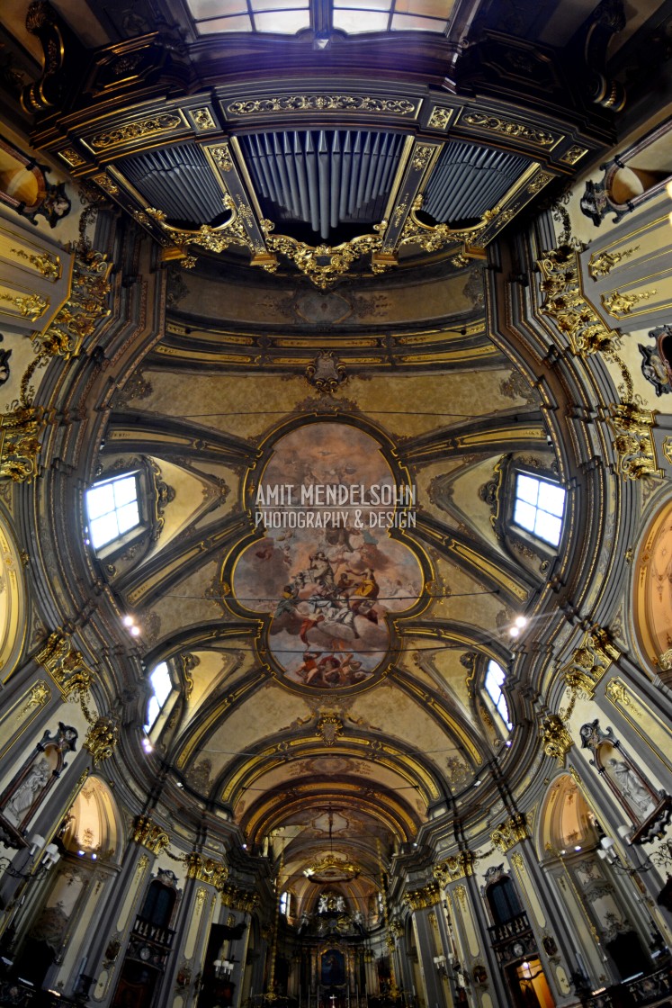 "The ceiling of a church in Milano" stock image