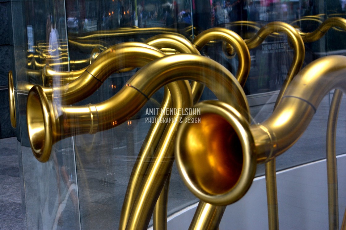"The communication Trumpets" by Amit Mendelsohn - £50.00 "The communication Trumpets" stock image