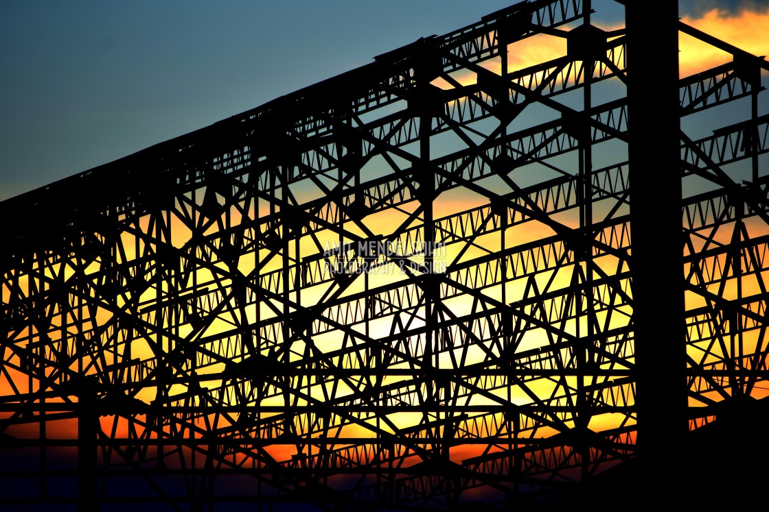 "The sun set behind the hangar" stock image