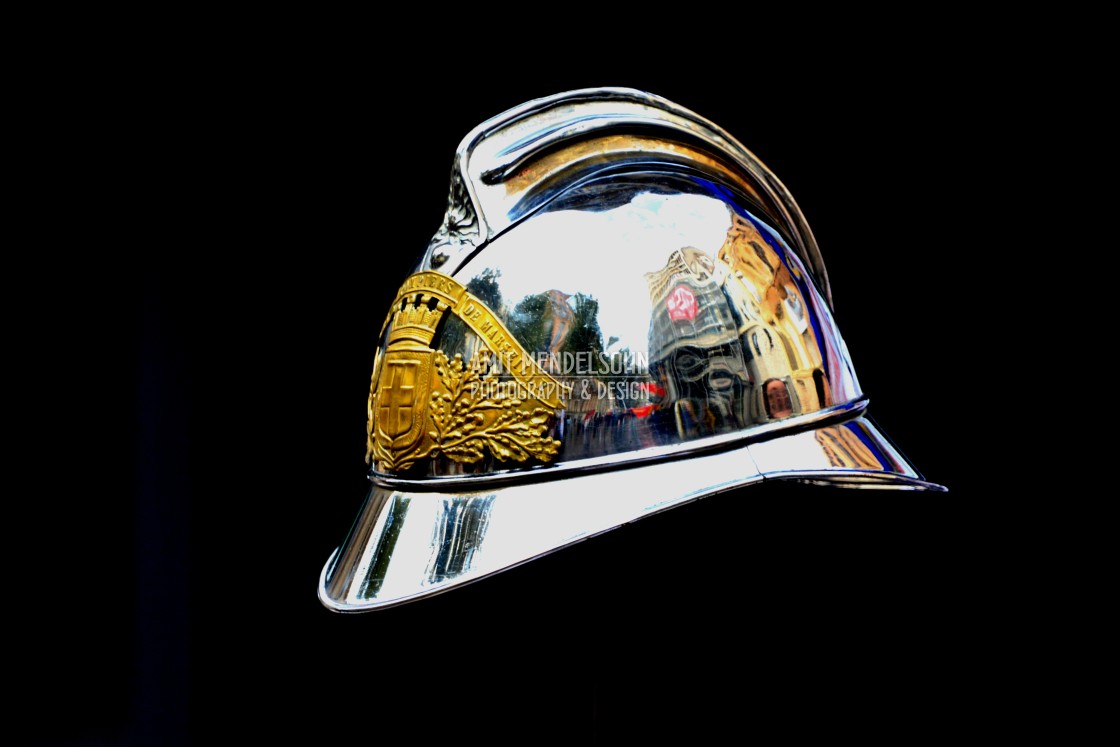 "An old firemen helmet" stock image