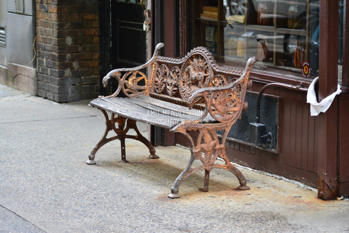 "An old bench" stock image