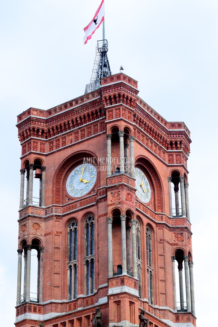 "The town hall red bricks tower" stock image