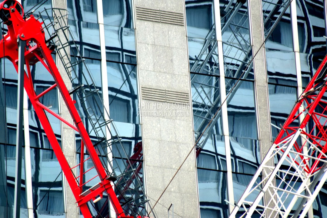 "Cranes and reflection" stock image