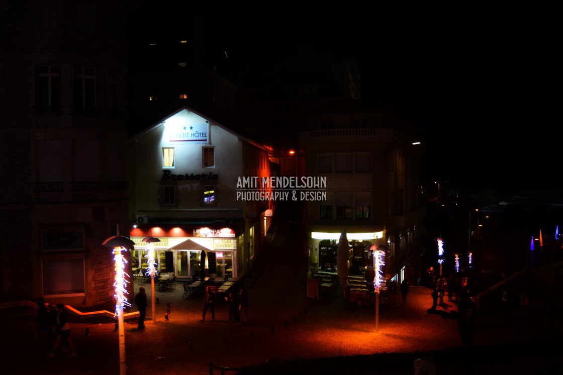 "A small hotel - Biarritz, at night" stock image