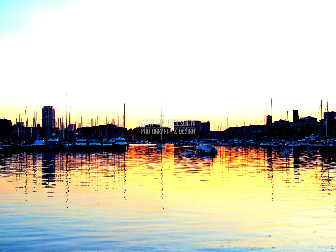 "Sunset on the old port" stock image