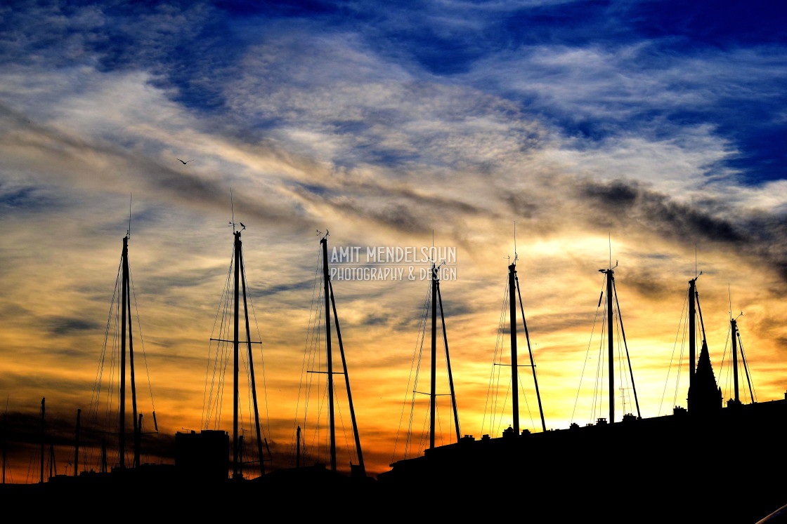 "Sunset on the old port" stock image