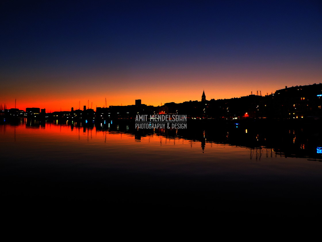 "Sunset on the old port" stock image