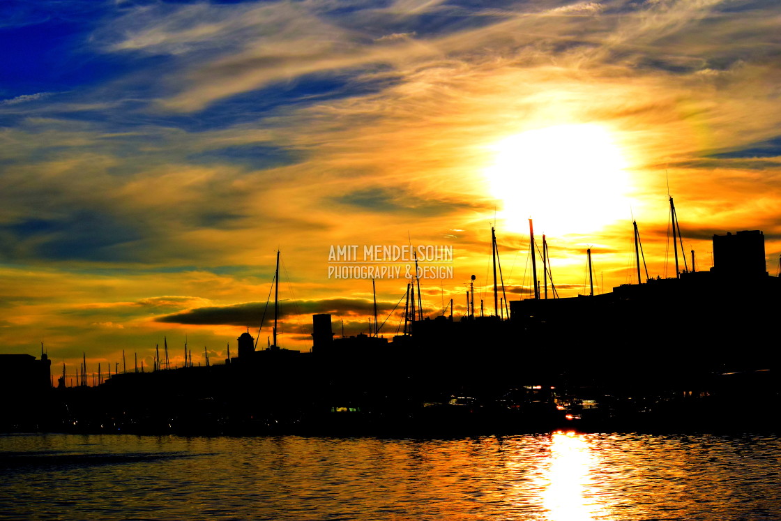 "Sunset on the port" stock image