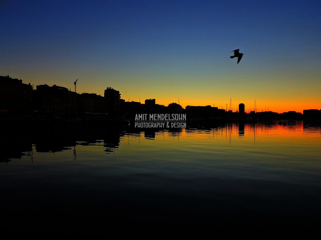 "sunset on the port" stock image