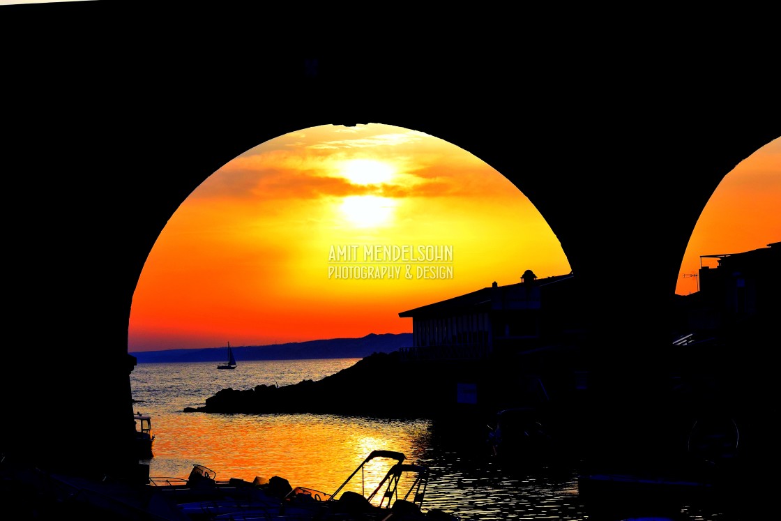 "A sunset in the arch" stock image