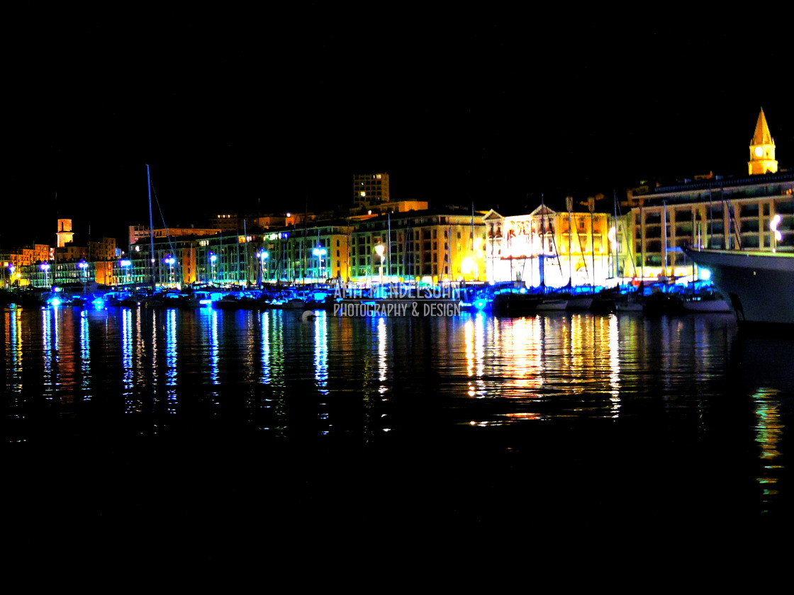 "The old port at night" stock image