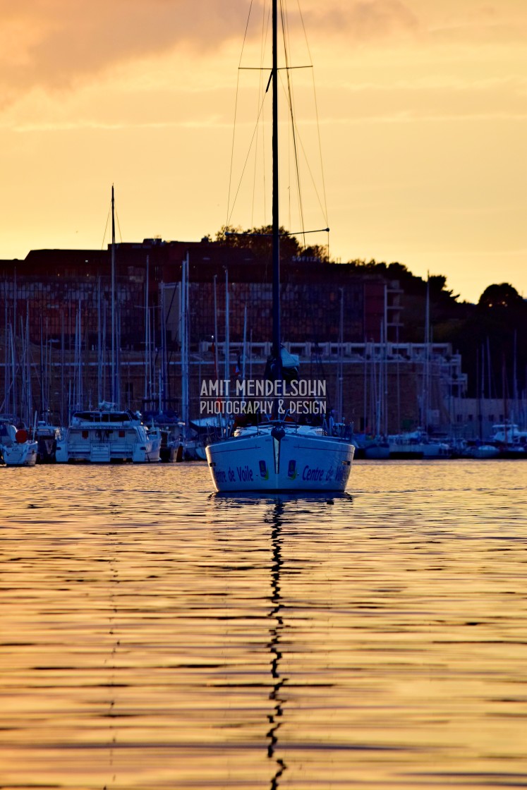 "A boat in the center" stock image