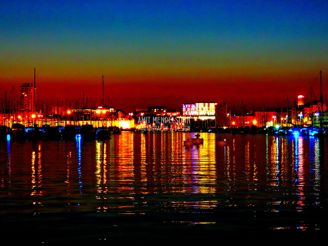 "The old port at night" stock image